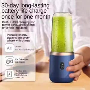Portable Rechargeable Fruit Juicer – 6 Blades Blender Bottle with Extra Lid - Image 6