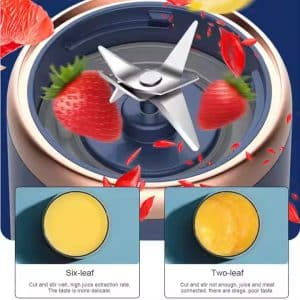 Portable Rechargeable Fruit Juicer – 6 Blades Blender Bottle with Extra Lid - Image 4