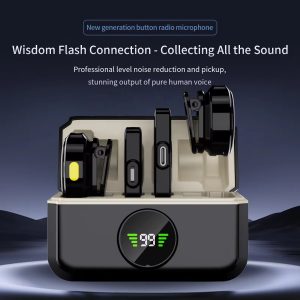 Mini Condenser UHF Wireless 4-in-1 Dual Lavalier Microphone Small Collar Clip for iPhone Type C Micro Cravat San Fil