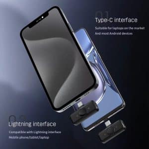 Mini Condenser UHF Wireless 4-in-1 Dual Lavalier Microphone Small Collar Clip for iPhone Type C Micro Cravat San Fil - Image 3