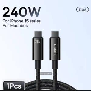 Baseus 240W USB C Cable for iPhone 16 15 Plus Pro Max Supercharge for Macbook Fast Charger Type C Cable for xiaomi Samsung