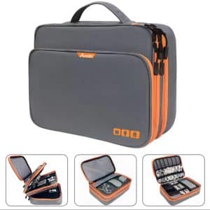 Three Layer Electronic Accessories Organizer, Storage Handbag with Front Pocket Travel Cable Organizer Large Capacity for iPad