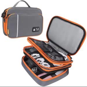 Three Layer Electronic Accessories Organizer, Storage Handbag with Front Pocket Travel Cable Organizer Large Capacity for iPad - Image 5