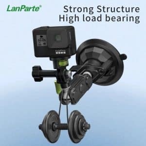 3 in 1 Car Holder Strong Suction Cup Mount Aluminum Alloy Double Ball Head Arm for GoPro Mobile Phone Insta360 Action Cameras - Image 3