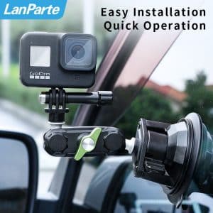 3 in 1 Car Holder Strong Suction Cup Mount Aluminum Alloy Double Ball Head Arm for GoPro Mobile Phone Insta360 Action Cameras - Image 5