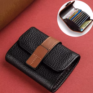 RFID Leather Card Holder Wallet High Quality PU Leather Men Women Fashion Short Card Holder Wallet - Image 8