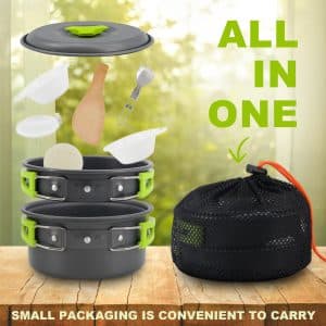 Hot Product Outdoor 1-2 Person Portable Camping and Hiking Backpacking Cookware Set Outdoor Survival Emergency Kit