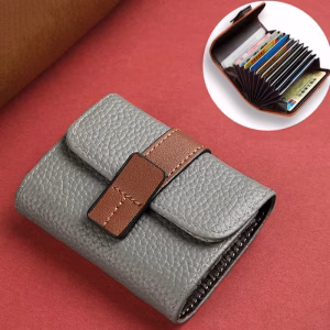 RFID Leather Card Holder Wallet High Quality PU Leather Men Women Fashion Short Card Holder Wallet - Image 9