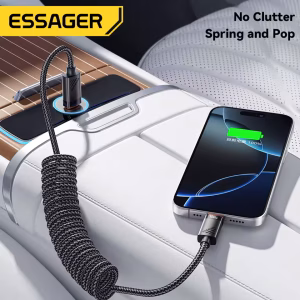Essager Car Spring Type C Cable For iPhone 16 15 Xiaomi Samsung 100W PD Fast Charging For Macbook iPad Type C to Type C Cable - Image 6