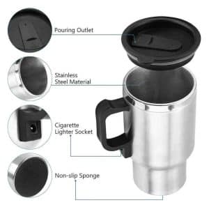 Stainless Steel Travel DC 12V Electric Car Vehicle Heating Kettle Tumbler Cup Mug XK-356 - Image 3