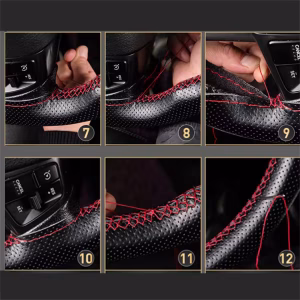 Leather Car Steering Wheel Cover Car Braid On The Steering Wheel 38 cm DIY Universal Auto Steering Wheel Cover Leather Case - Image 8