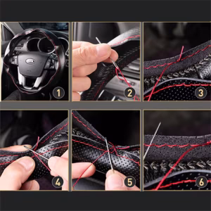 Leather Car Steering Wheel Cover Car Braid On The Steering Wheel 38 cm DIY Universal Auto Steering Wheel Cover Leather Case - Image 9