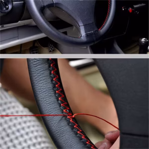 Leather Car Steering Wheel Cover Car Braid On The Steering Wheel 38 cm DIY Universal Auto Steering Wheel Cover Leather Case - Image 7