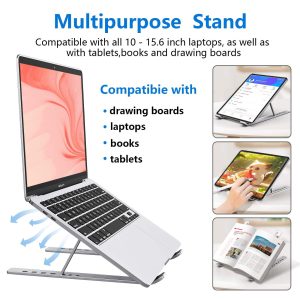 Portable Foldable Carbon Steel Laptop Notebook Holder Height Adjustable Vertical Laptop Stand - Image 4