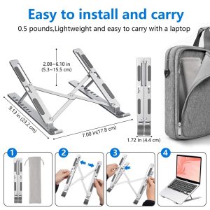 Portable Foldable Carbon Steel Laptop Notebook Holder Height Adjustable Vertical Laptop Stand - Image 6