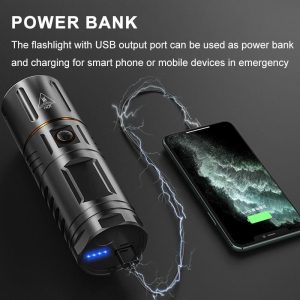 Super Bright Flashlight 5000mAh Battery Power Bank Display White Laser LED Type-C USB 5000 Lumens Zoomable Hiking Outdoor Torch - Image 4