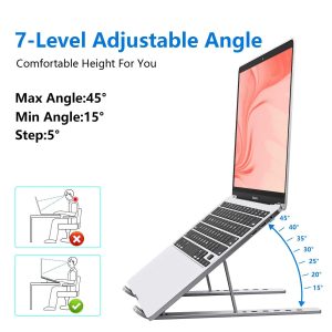 Portable Foldable Carbon Steel Laptop Notebook Holder Height Adjustable Vertical Laptop Stand - Image 5