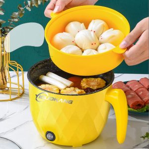 Multi-functional Electric Cooking Hot Pot Mini Rice Cooker Cookware Electric Nonstick Frying Pan With Steamer Electric Skillet - Image 3