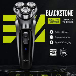 ENCHEN Blackstone Electric Shaver Rechargeable 3D Floating Head Type-C Charging Pop-up Trimmer Waterproof Shaver for Men